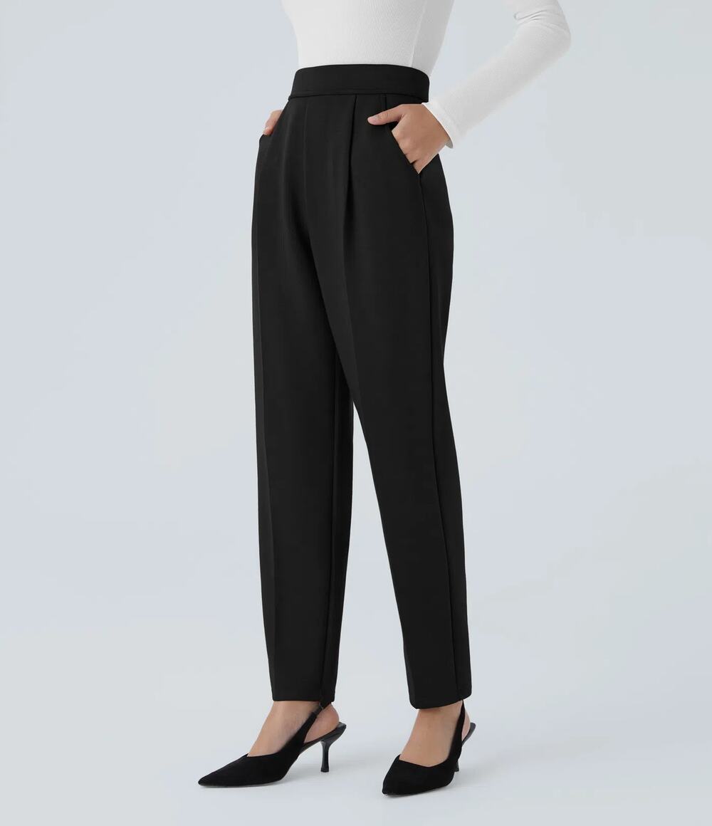 Halara High Waisted Pocket Tapered Work Office Stretch Pants Black Small